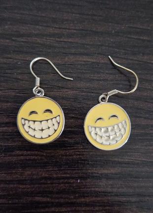Серьги-смайлики, эмаль