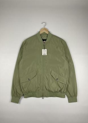 Куртка pull&bear бомбер легкий мужской хаки зеленый ветровка ветровка