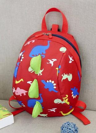 Детский рюкзак, красный. динозавр.