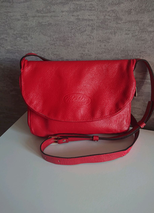Маленька червона сумка через плече з натуральної шкіри від mahlay1 фото