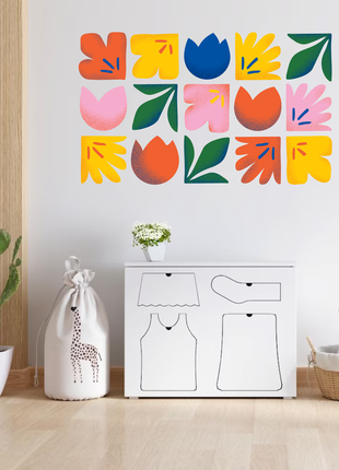 Вінілова інтер'єрна наклейка кольорова декор на стіну, шпалери та інші поверхні "квіткова стіна.