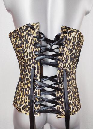 Корсет corset story професійний стягувальний леопардовий тигровий на зав'язках на застібках6 фото