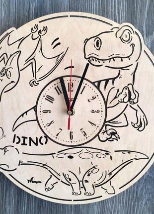 Часы детские из дерева  «эра динозавров»