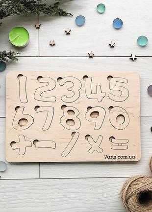 Развивающая детская игра из натурального дерева «учим цифры»1 фото