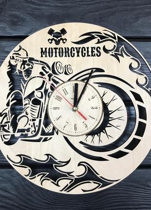 Настінні годинники з дерева «мотоцикл»1 фото