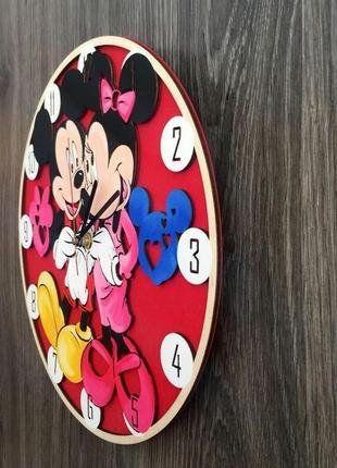 Детские цветные настенные часы из дерева «микки маус»