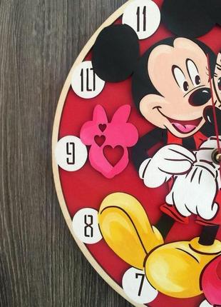 Детские цветные настенные часы из дерева «микки маус»