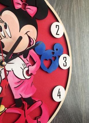 Детские цветные настенные часы из дерева «микки маус»