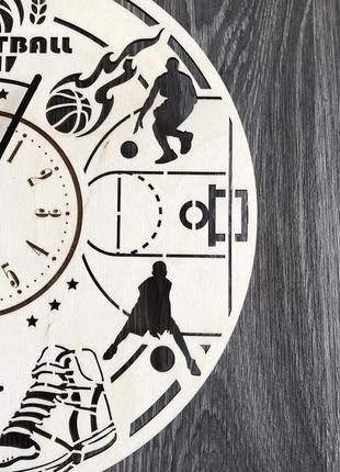 Круглі годинник з дерева на стіну «баскетбол»3 фото