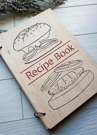 Деревянная записная книга для кулинарных рецептов3 фото