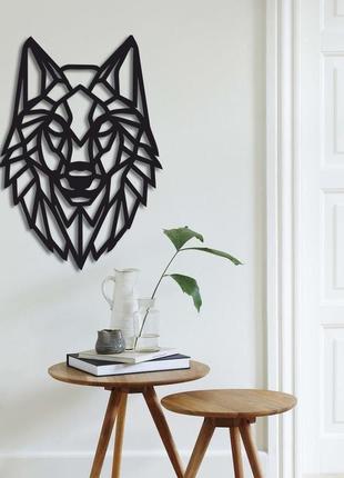 Геометрическое настенное деревянное панно «волк»1 фото