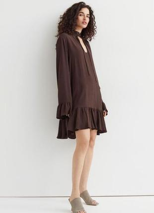Романтичное платье а-сидулуйета, с длинным рукавом шоколадного цвета h&amp;m