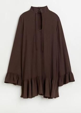Романтичное платье а-сидулуйета, с длинным рукавом шоколадного цвета h&amp;m2 фото