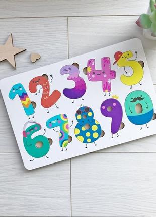 Деревянный детский цветной сортер для изучения цифр