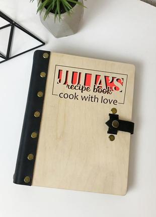 Кулинарный блокнот в деревянной обложке с элементами натуральной кожи1 фото