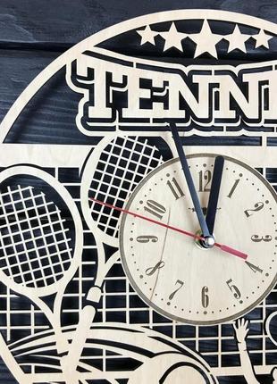 Тематичні настінні годинники з дерева «теніс»3 фото