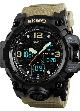 Модные мужские часы skmei 1155bkh | часы для военнослужащих | наручные часы lk-249 skmei электронный