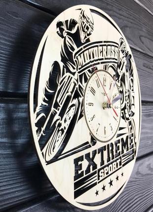 Настенные декоративные часы из дерева «мотокросс»