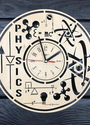 Оригинальные деревянные часы не стену «физика»