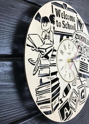 Оригінальні інтер'єрні годинники настінні «ласкаво просимо у школу»2 фото