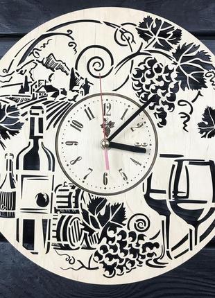 Тематичні інтер'єрні годинники настінні безшумні «вино»1 фото