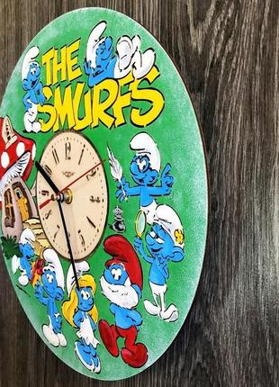 Детские настенные часы цветные «смурфики»