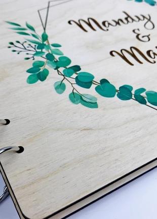 Весільна дерев'яна книга для побажань та фото2 фото