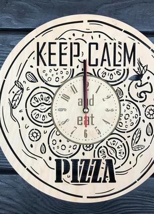Деревянные настенные часы «пицца»