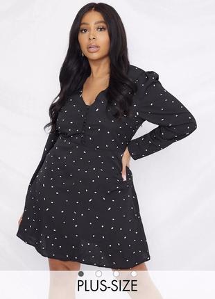 Missguided легкое летнее платье в горох по колено женское size pluse