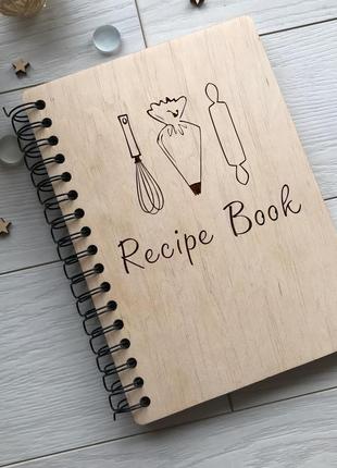 Кулінарна дерев'яна книга на пружині для запису рецептів2 фото