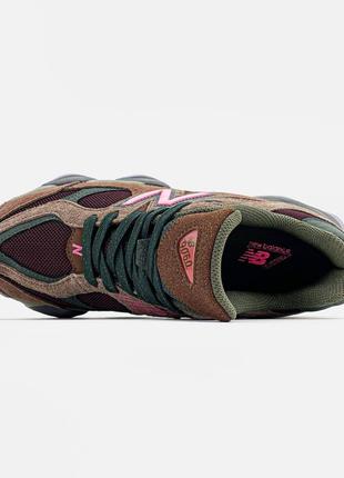 Чоловічі кросівки бургунд з рожевим new balance 9060 "burgundy pink"3 фото