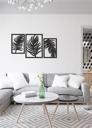 Деревянное настенное панно из трех частей «веточка» (wd-1450)