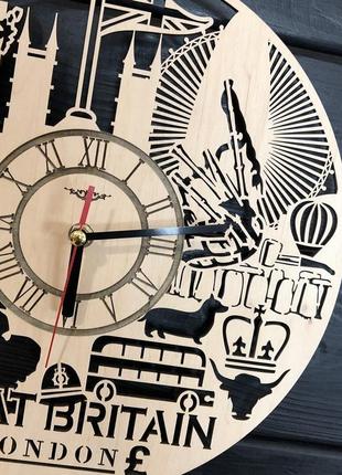 Дизайнерские настенные часы из дерева «великобритания» cl-03864 фото
