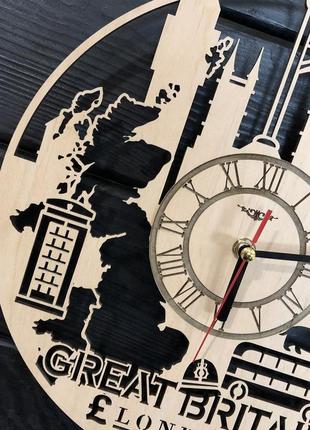 Дизайнерские настенные часы из дерева «великобритания» cl-03863 фото