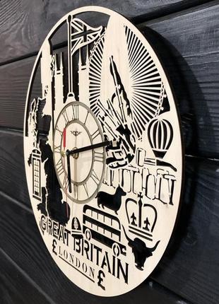 Дизайнерские настенные часы из дерева «великобритания» cl-03862 фото