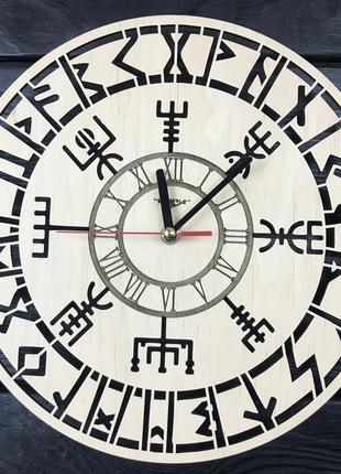 Оригинальные настенные часы из дерева «викинги» cl-0396