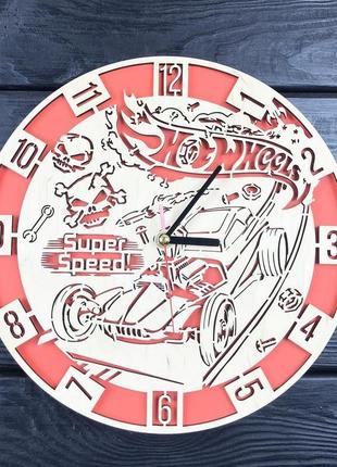 Оригінальний настінний годинник з дерева «hot wheels» cl-0410