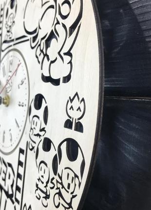 Стильные настенные деревянные часы «супер марио» cl-04182 фото