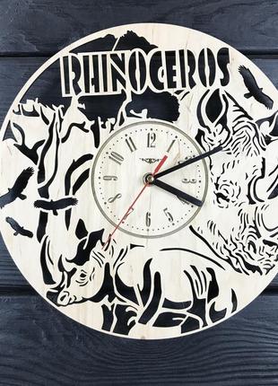 Необыкновенные настенные деревянные часы «носорог» cl-0477