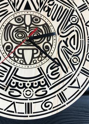 Оригінальний настінний годинник з дерева «календар майя» cl-05904 фото