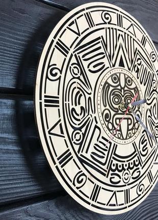 Оригінальний настінний годинник з дерева «календар майя» cl-05902 фото