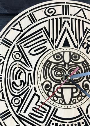 Оригінальний настінний годинник з дерева «календар майя» cl-05903 фото