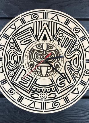 Оригінальний настінний годинник з дерева «календар майя» cl-05901 фото