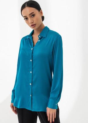 Сорочка шовкова жіноча, берюзовий колір, розмір xs