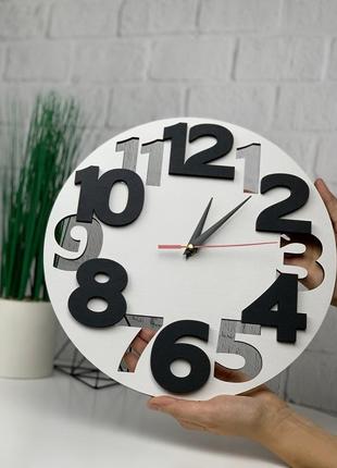 Чорно-білий настінний годинник з дерева в стилі модерн cl-0685
