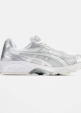 Мужские кроссовки белые с серебрянымasics gel kayano "white/silver"6 фото