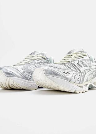 Мужские кроссовки белые с серебрянымasics gel kayano "white/silver"2 фото