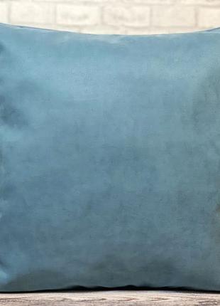 Декоративная наволочка серо-голубая, мягкая подушка1 фото