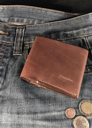 Маленький шкіряний гаманець "staff" / чоловічий гаманець / подарунок для чоловіка