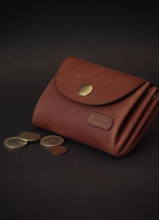 Жіночий шкіряний гаманець з відділенням для монет (темно-синій) / подарунок для дівчини7 фото